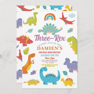 Invitation Dinosaur Trois Rex Cute Boys Party