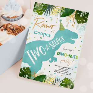 Invitation Dinosaur Two-A-Saurus Party Dinosaur 2nd Birthday