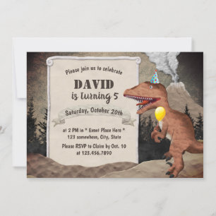 Invitation Dinosaur & Volcano Prehistory Boys Anniversaire
