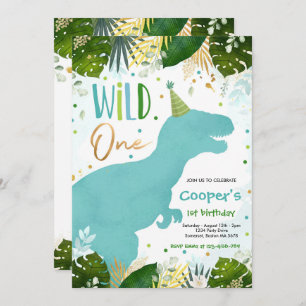 Invitation Dinosaur Wild One Birthday Boy Dinosaur Anniversai