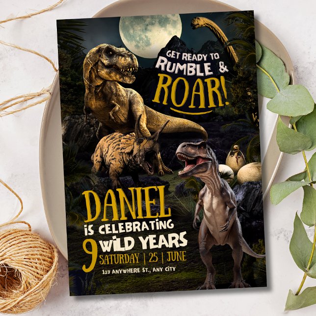 Invitation Dinosaure Anniversaire, Roaring T Rex Jurassic (Créateur téléchargé)