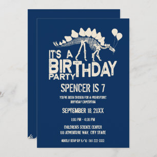 Invitation Dinosaure Anniversaire Stegosaurus avec Ballons