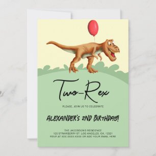 Invitation Dinosaure bicolore à la fête d'anniversaire