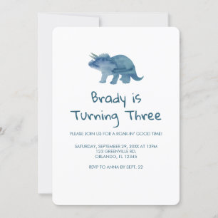 Invitation Dinosaure Bleu pour Fête de Dinosaures