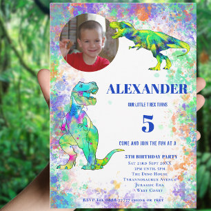 Invitation Dinosaure coloré fête d'anniversaire
