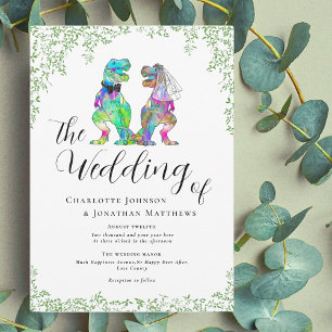 Invitation Dinosaure coloré Mariage à thème