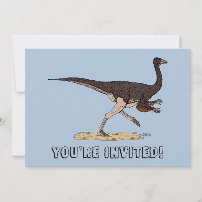 Invitation Dinosaure Crétacé Ornithomimus (Devant)