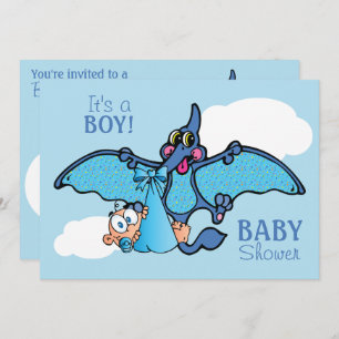 Invitation Dinosaure de ptérodactyle c'est un baby shower de