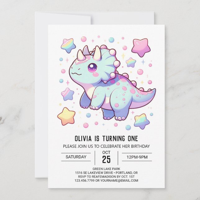 Invitation Dinosaure de rêve préhistorique 1er anniversaire (Devant)