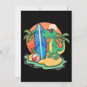 Invitation Dinosaure de surf Funny Plage Vacances Graphe anim