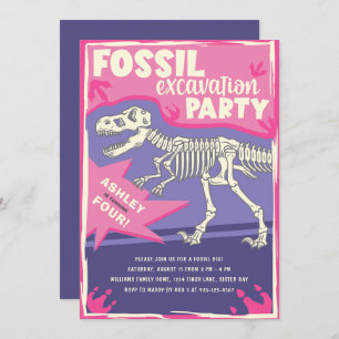 Invitation Dinosaure d'excavation des fossiles fête d'anniver