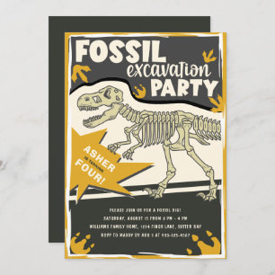 Invitation Dinosaure d'excavation des fossiles fête d'anniver