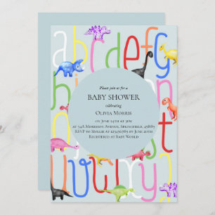 Invitation Dinosaure et Baby shower Alphabet de garçon mignet