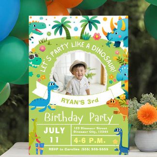 Invitation Dinosaure Fun Roaring Anniversaire