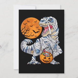 Invitation Dinosaure Halloween T rex Momie Citrouille