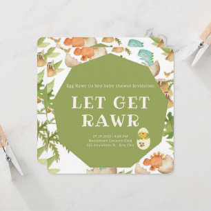 Invitation dinosaure mignon dans la plume d'oeuf une invitati