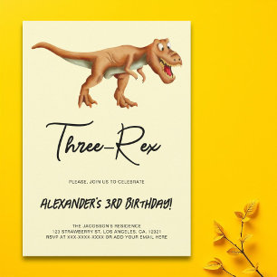 Invitation Dinosaure minimaliste Trois Rex fête d'anniversair