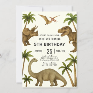 Invitation Dinosaure moderne personnelle Anniversaire pour ga