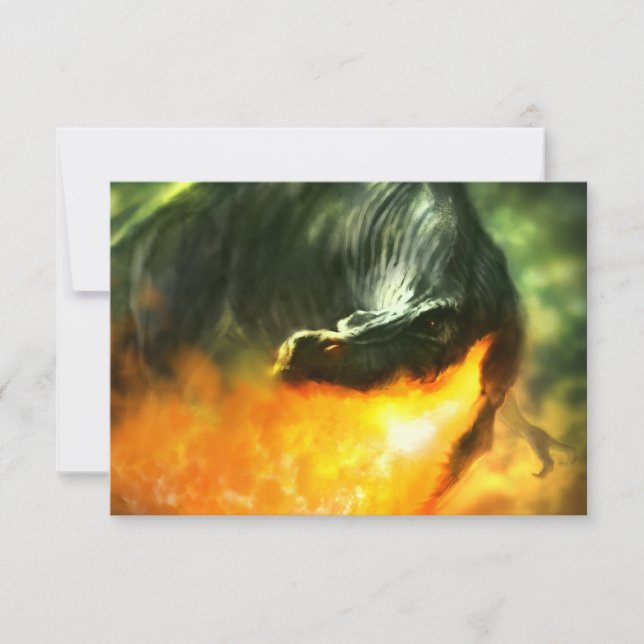 Invitation Dinosaure ou dragon respirant le feu par Michael M (Devant)