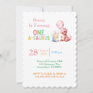 Invitation Dinosaure Peint Rouge Un A Saurus Anniversaire