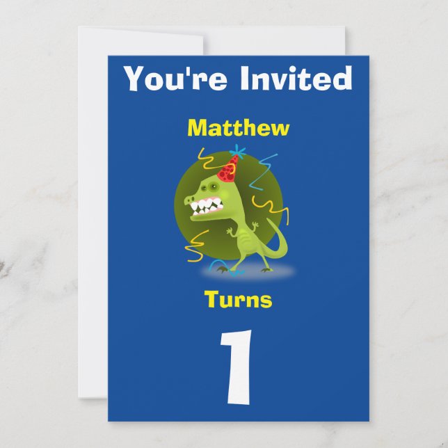 Invitation Dinosaure Personnalisé - Anniversaire a (Devant)
