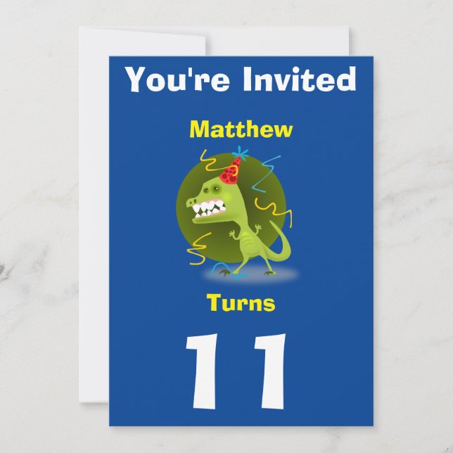 Invitation Dinosaure Personnalisé - Anniversaire a (Devant)