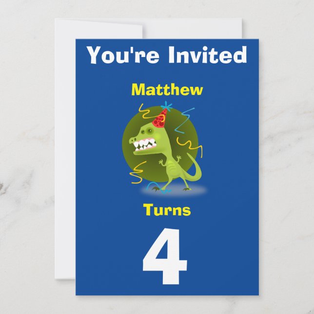 Invitation Dinosaure Personnalisé - Anniversaire a (Devant)