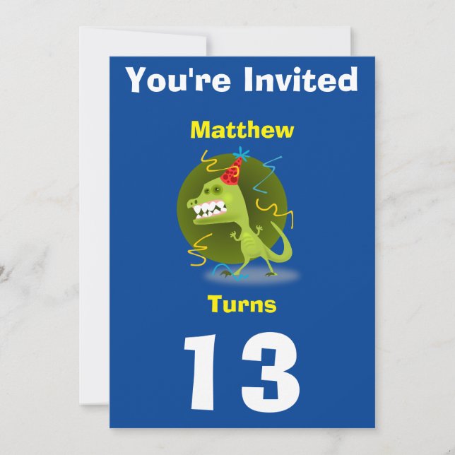 Invitation Dinosaure Personnalisé - Anniversaire a (Devant)
