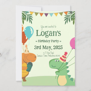 Invitation Dinosaure personnalisé pour la fête d'anniversaire