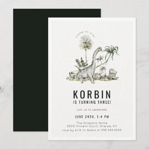 Invitation Dinosaure préhistorique Thème Anniversaire