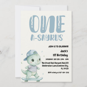 Invitation Dinosaure Premier Anniversaire, Skateboard Dinos 1