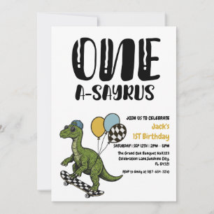 Invitation Dinosaure Premier Anniversaire, Skateboard Dinos 1