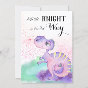 Invitation *~* Dinosaure Purple Dragon Yellow Baby Shoy