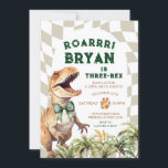 Invitation Dinosaure Roulé Avec Bow Aquarelle Vintage Anniver<br><div class="desc">Dinosaure de rôti avec Bow Aquarelle Vintage Birthday Invitation Le libellé peut être modifié à n'importe quelle occasion</div>