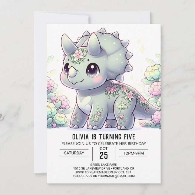 Invitation Dinosaure sauvage adorable numérique anniversaire (Devant)