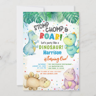 Invitation Dinosaure Stomp Chomp & Roar! 1er anniversaire gar