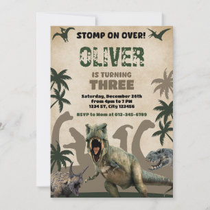 Invitation Dinosaure T-Rex fête d'anniversaire Dinosaur sauva
