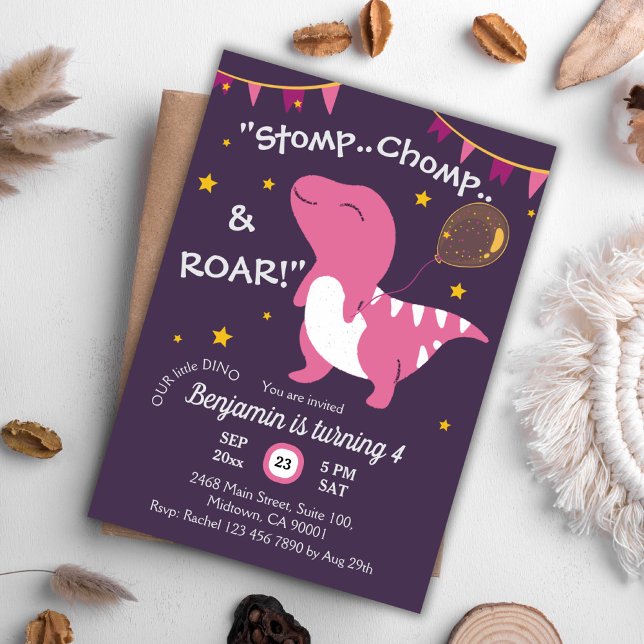 Invitation Dinosaure thème Stomp, Chomp & Roar! 4ème annivers (Créateur téléchargé)