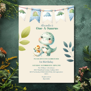 Invitation Dinosaure un-a-saurus 1er anniversaire