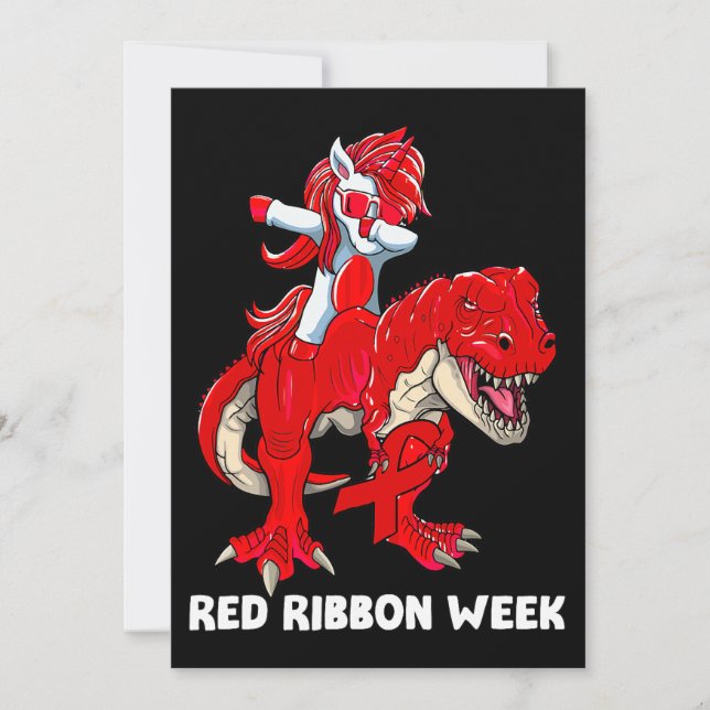 Invitation Dinosaure Unicorne Nous Portons Du Rouge Pour La S (Devant)