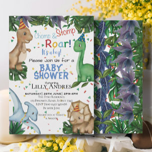 Invitation Dinosaures Baby shower   Stomp Chomp Roar!