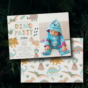 Invitation Dinosaures Boho Fête Dino Animaux Anniversaire Pho
