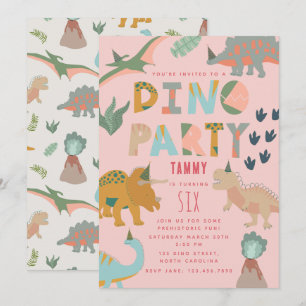 Invitation Dinosaures Boho Fête Dino Animaux Anniversaire Ros