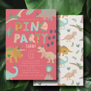 Invitation Dinosaures Boho Fête Dino Animaux Anniversaire Ros