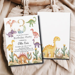 Invitation Dinosaures colorés 3e fête d'anniversaire