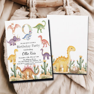 Invitation Dinosaures colorés 9e fête d'anniversaire