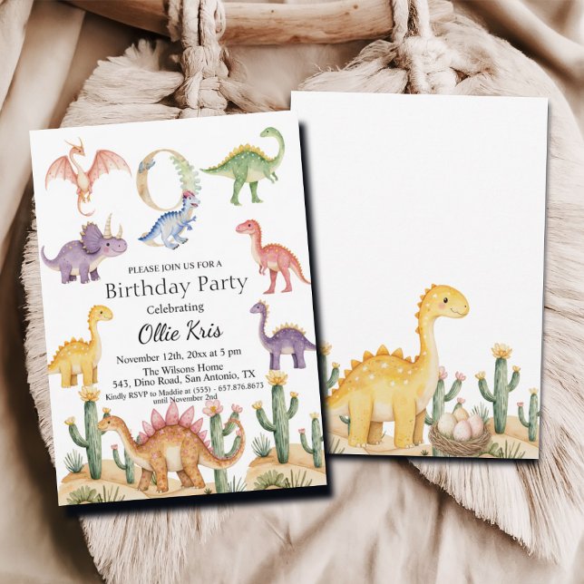 Invitation Dinosaures colorés 9e fête d'anniversaire (Créateur téléchargé)
