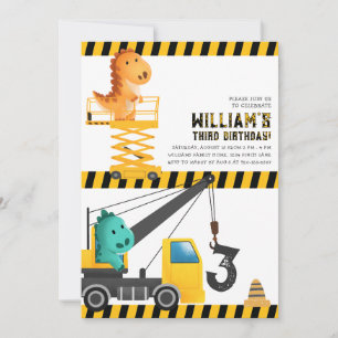 Invitation Dinosaures Construction Anniversaire Fête Invitati