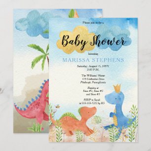 Invitation Dinosaures mignons Jouer Baby shower garçon Invita