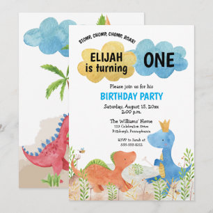 Invitation Dinosaures mignons Jouer garçon 1er anniversaire